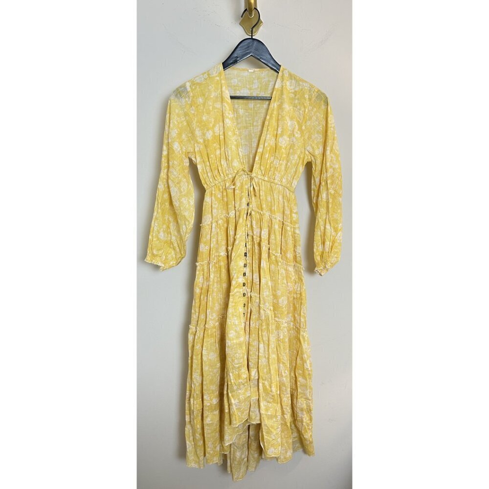 FREE PEOPLE Pappiet Midi Dress in Sunshine Combo Size X-Small - Picture 5 of 12